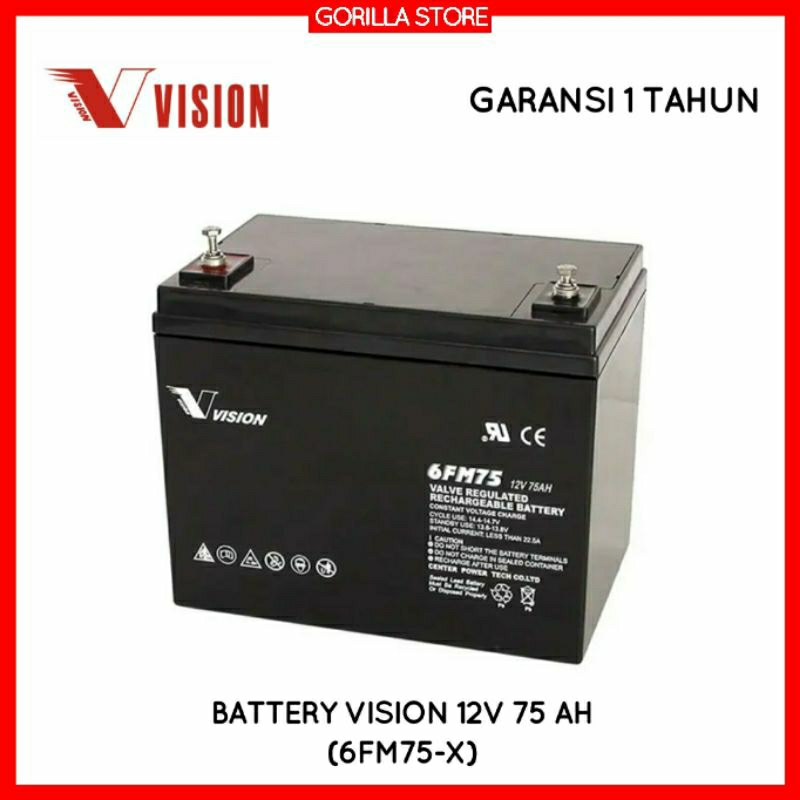 Baterai Aki VRLA AGM Vision 6FM75-X 12V 75AH