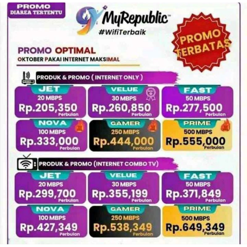 Promo Paket Internet Unlimited MyRepublic / Wifi Murah