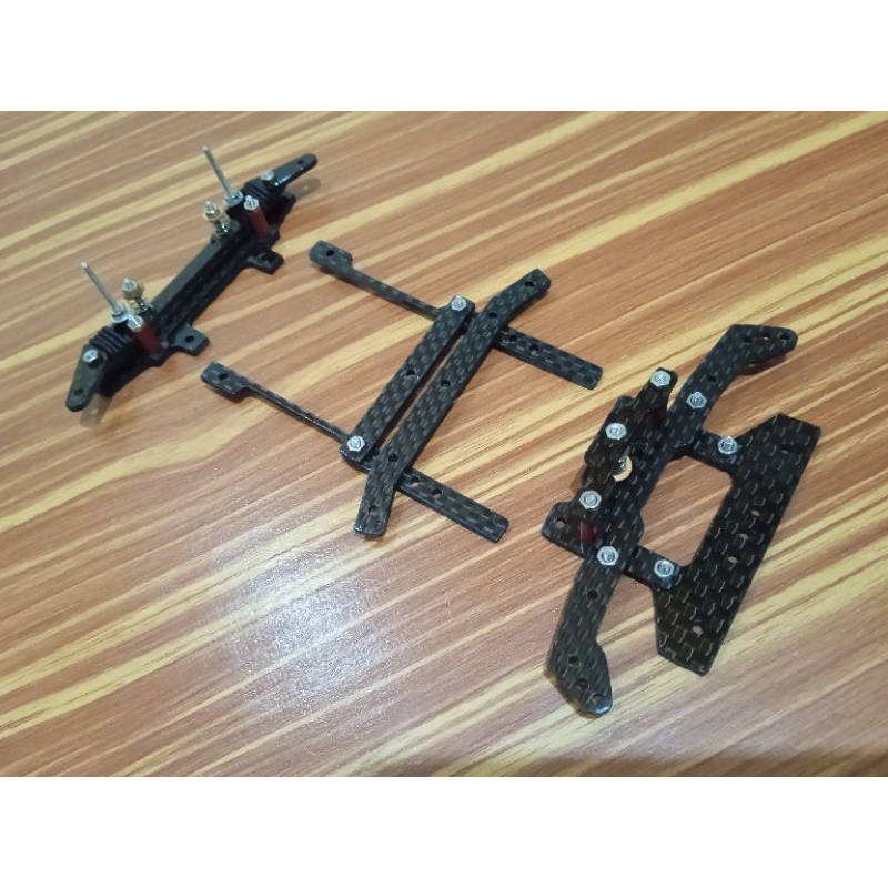 Bemper Tamiya STO Anchor Pivot Hanging Set HG Carbon (Chassis Harus Dipotong)