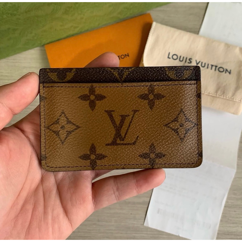 LV Cardcase reverse monogram 2 side wallet microchip