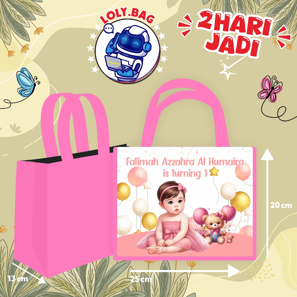 

Tas Ultah / Tas Ulang Tahun Murah/Goodie bag murah/souvenir ultah/Tas tema Girl