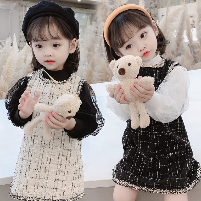 KODE N19N Dress Overall Anak Perempuan 2in1 Import TerbaruGaun Bayi Fashion MurahBaju Anak Perempuan