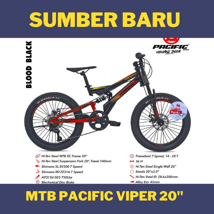 Sepeda Gunung Mtb Pacific Viper 3.0 20" New