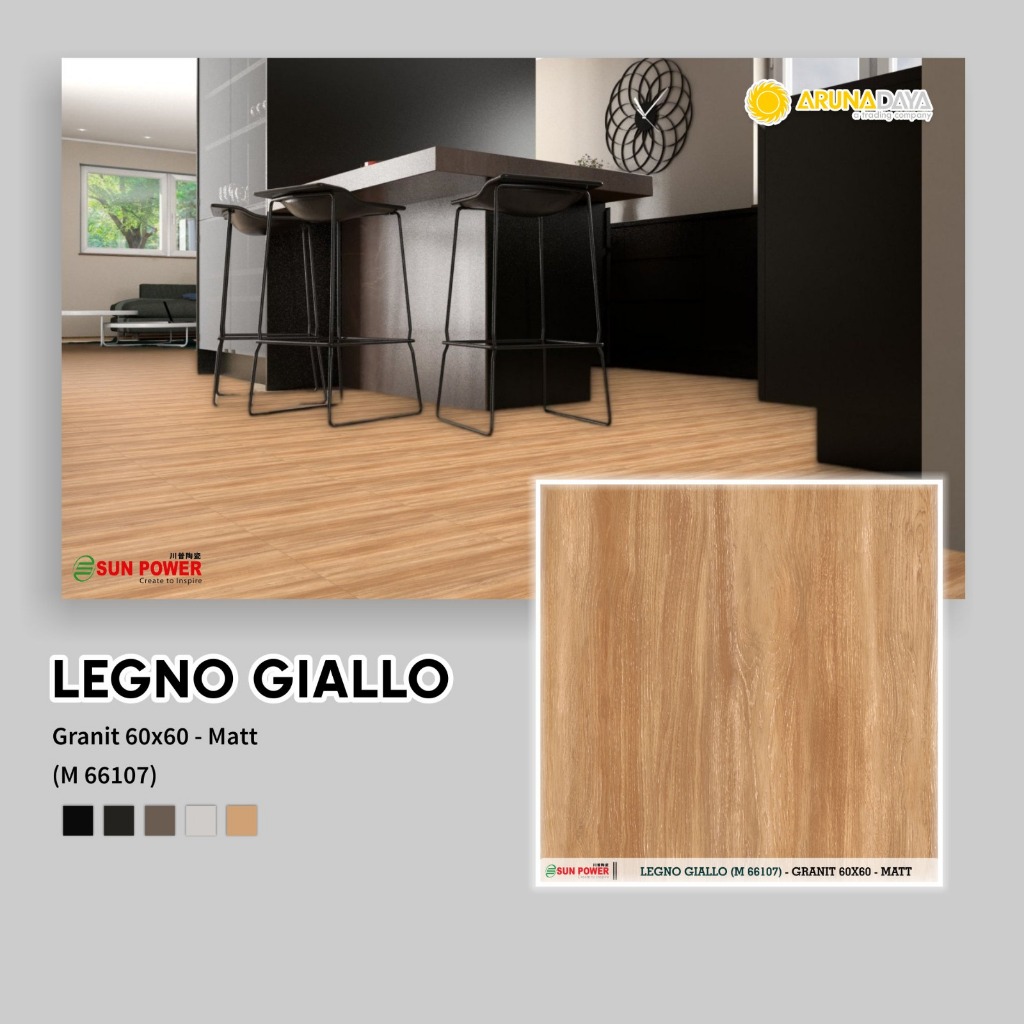 Granit Lantai Sun Power Motif Kayu Matt Ukuran 60x60CM/Legno Giallo/Granit Murah Sun Power