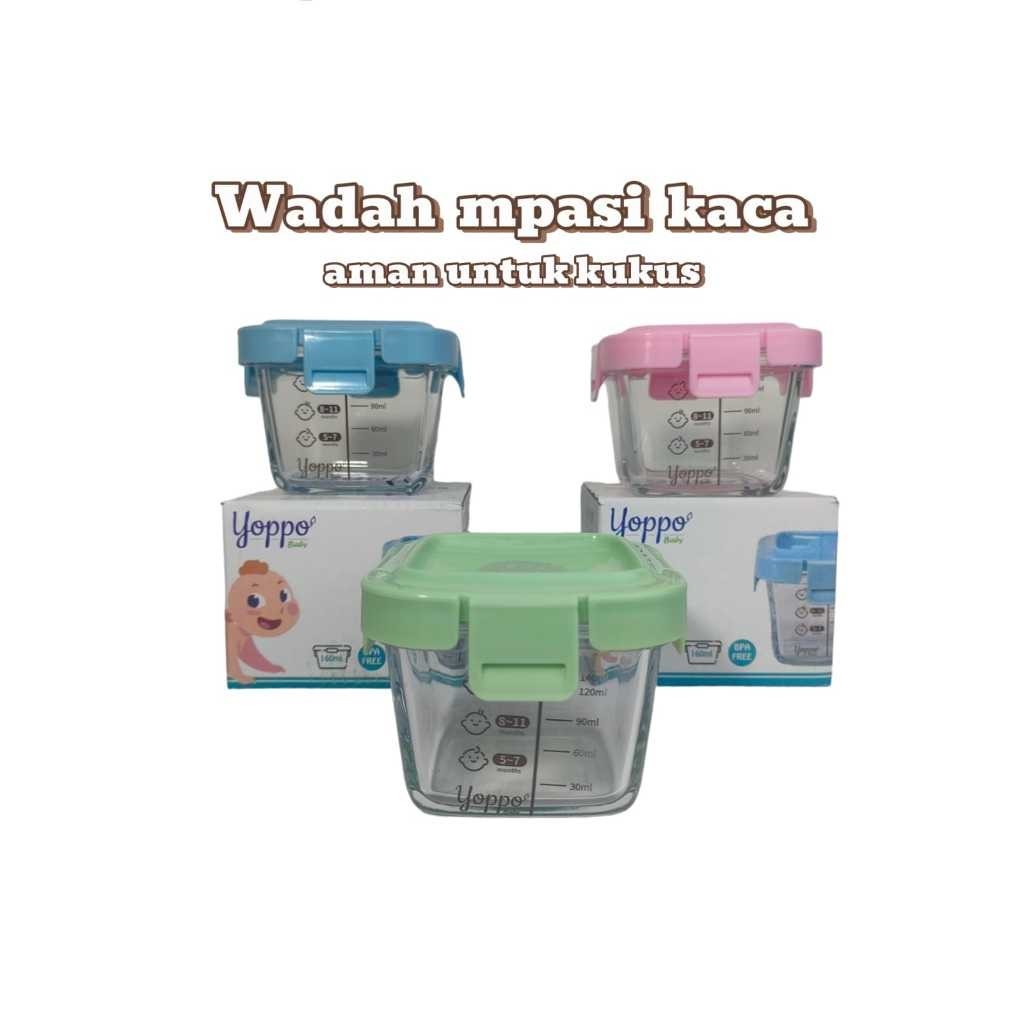 Wadah Mpasi Kaca / Wadah Kaldu Kaca / Wadah Snack Bayi Kaca 160ml