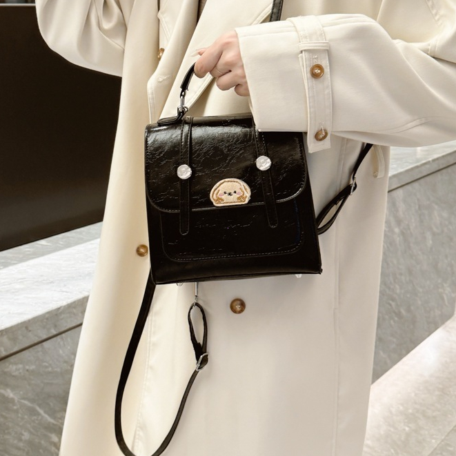 READY COD Tas Ransel Wanita Rajut Tas Bahu Tas Tangan Ransel Kulit dengan Bordir Backpack Tas  Kulit