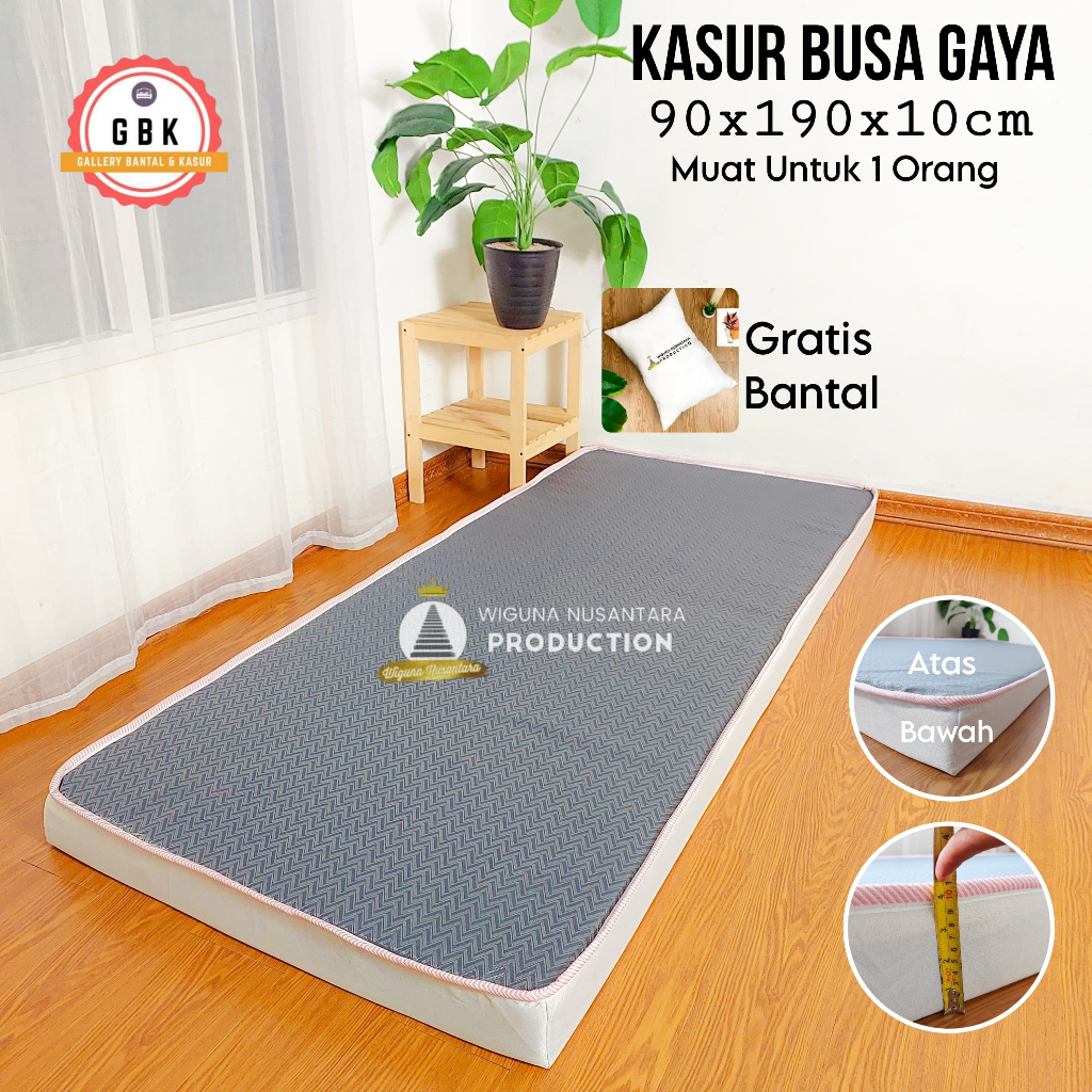 GBK Kasur Busa Gaya 90 x 190 x 10 cm Gratis Sprei dan Bantal Muat Untuk 1 Orang Kasur Busa Tebal Bah
