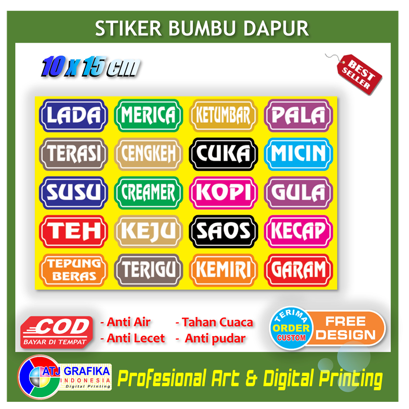 

Stiker bumbu dapur nama nama bahan masak sticker tempat memasak toples box