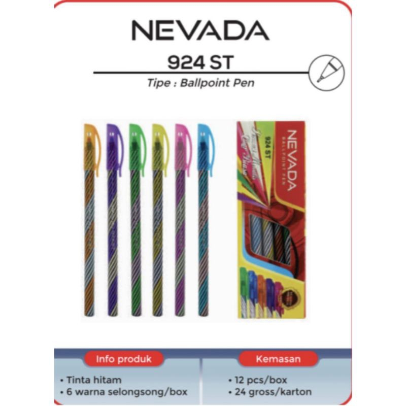 

[ NEVADA ] BALLPOINT 924 ST BOLPEN ULIR MURAH 1 PACK ISI 12 PCS