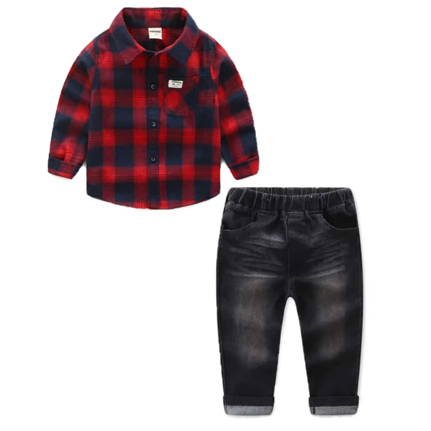 Setelan kemeja anak laki laki import baju anak laki laki kemeja kotak kotak anak lengan panjang