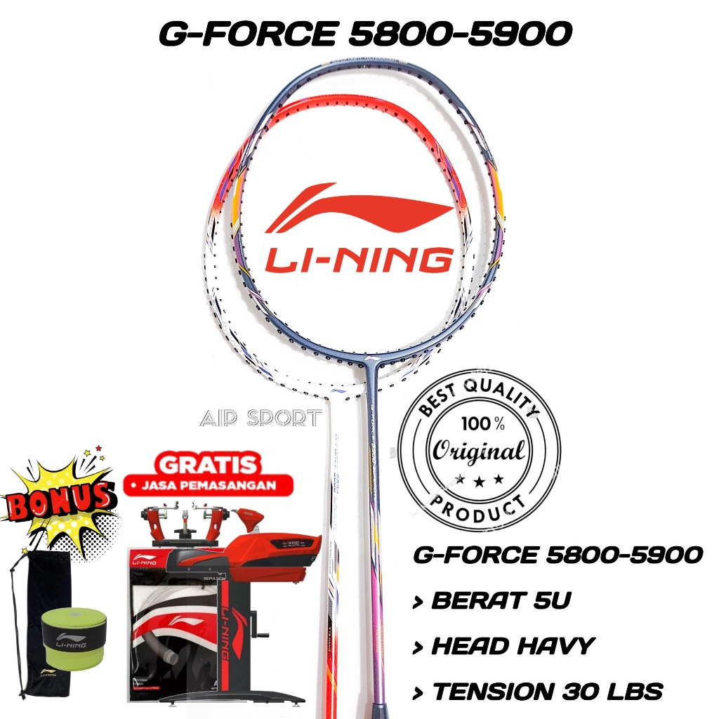 Raket Badminton Lining G-force 5900 5800 Original