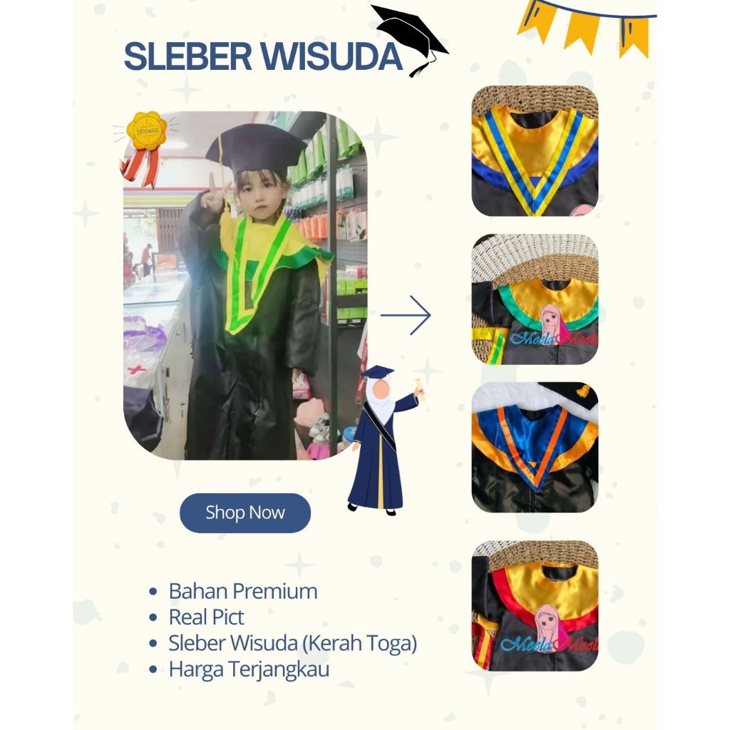 Seleber Toga Wisuda Perlengkapan Atribut Wisuda Anak Paud TK SD Termurah