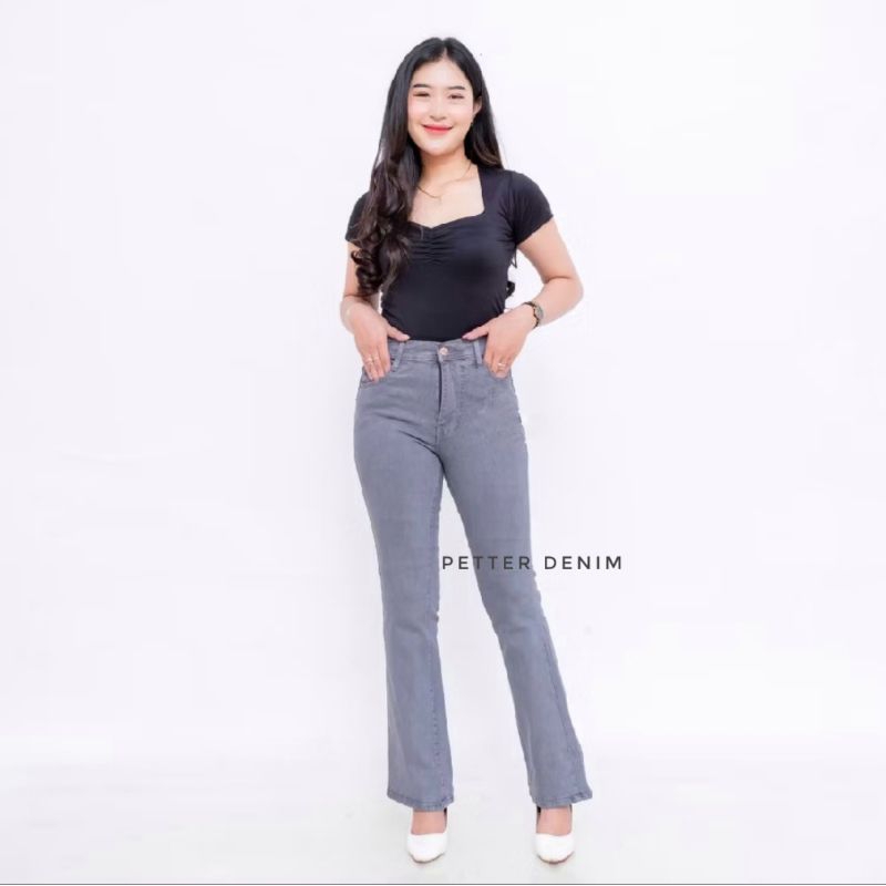 HW Cutbray Jeans Wanita - Celana Cutbray Strecht Kekinian - Cutbray Flared- Streetch Premium Quality