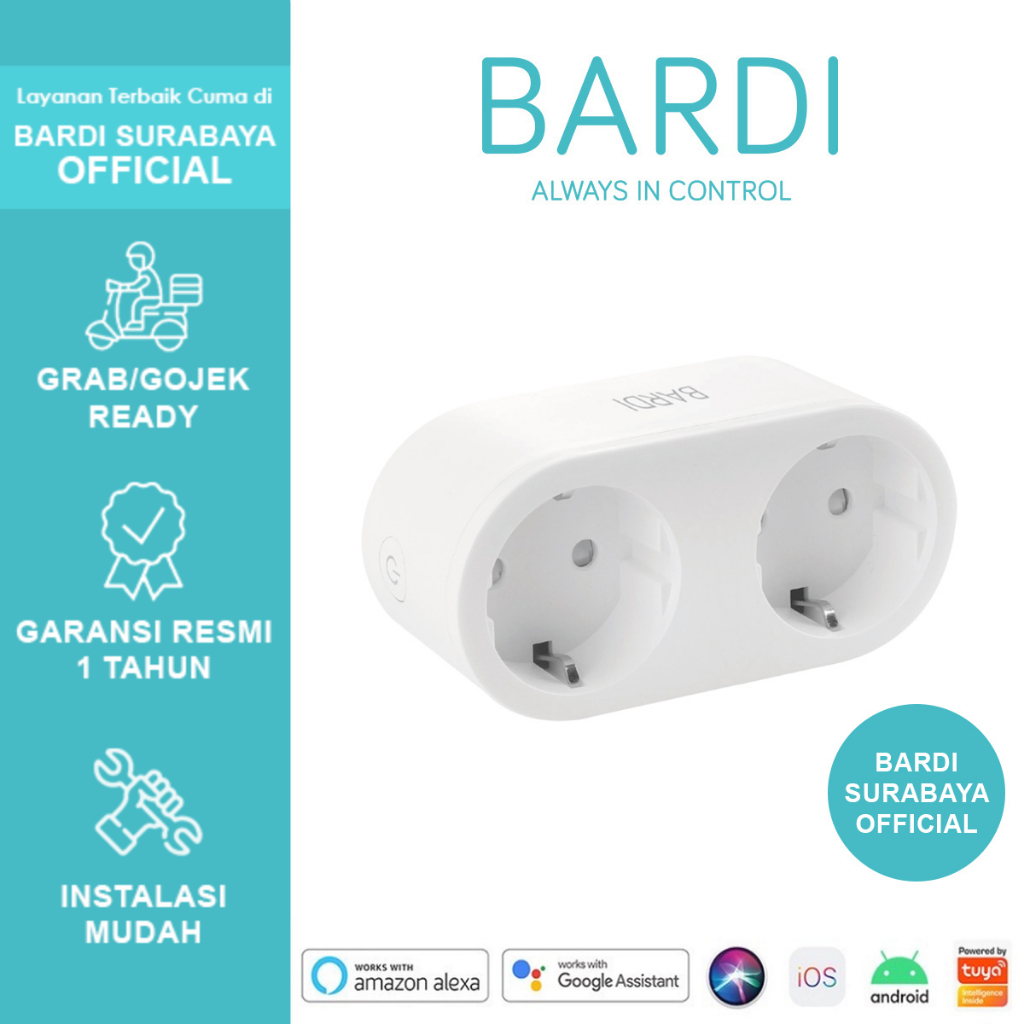 BARDI SURABAYA OFFICIAL Dual Smart Plug Colokan Stop Kontak Over Steker Ganda 2 Lubang Pintar Timer 
