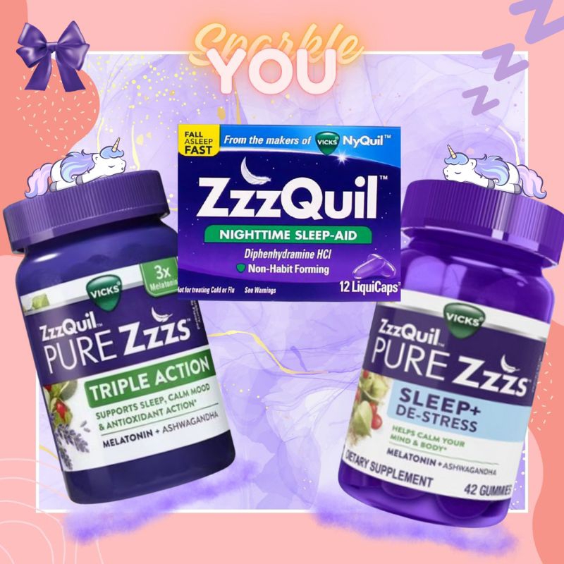 [100% ORI USA] Zzzquil Vicks Nightime Sleep Aid / Sleep + De-Stress / Triple Action