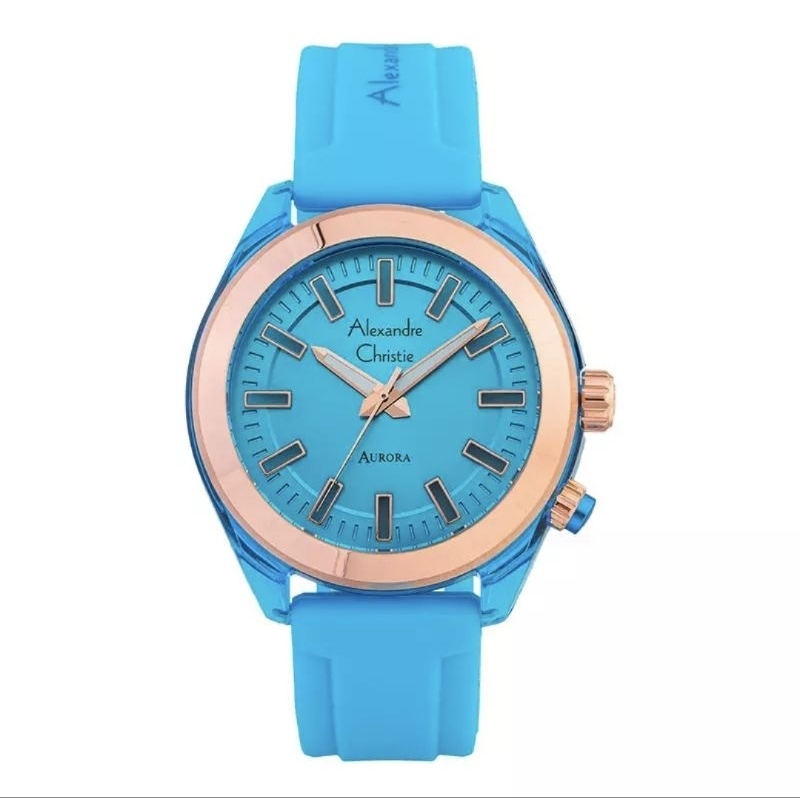 Alexandre Christie 2928 jam tangan Wanita Analog + Led strap Rubber Original