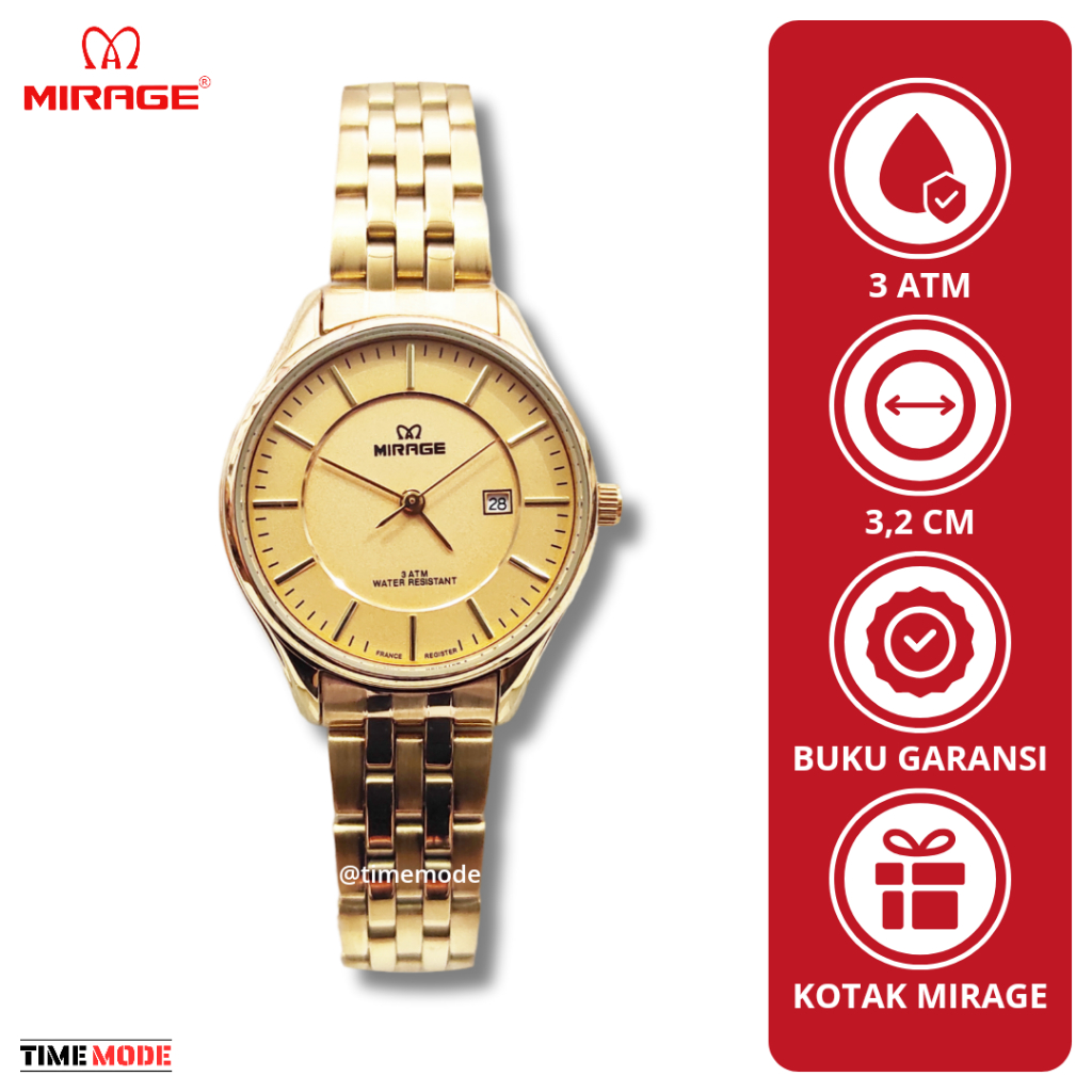 MIRAGE Jam Tangan Wanita Mirage Original 8544 BRP L Tanggal Analog