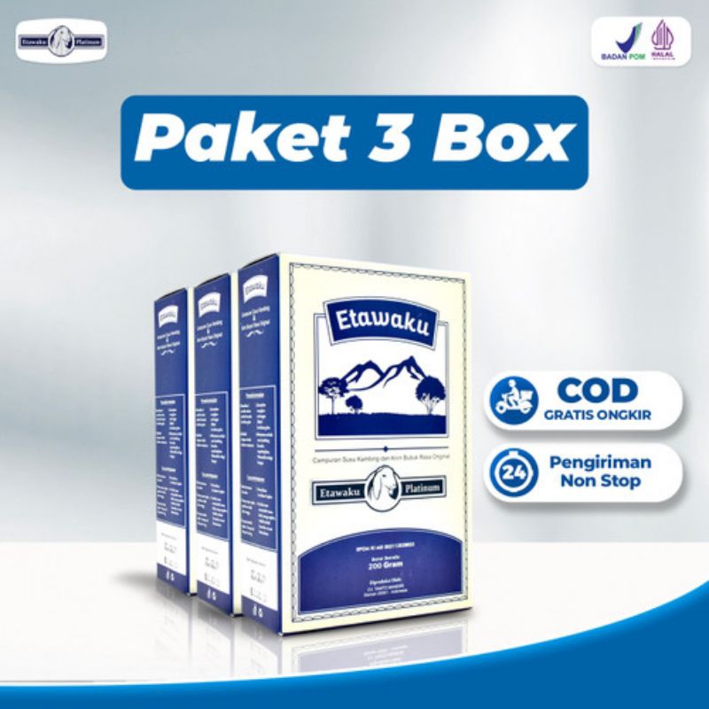 

PAKET 3 BOX ETAWAKU PLATINUM - Susu Kambing Etawa Provit Solusi Atasi Masalah Gangguan Pernapasan / Asma / Lutut Sakit Tulang Sakit Nyeri Sendi Tulang Keropos Osteoporosis Obat Nafas Napas Lega Minuman Kesehatan Termurah Terlaris Terampuh