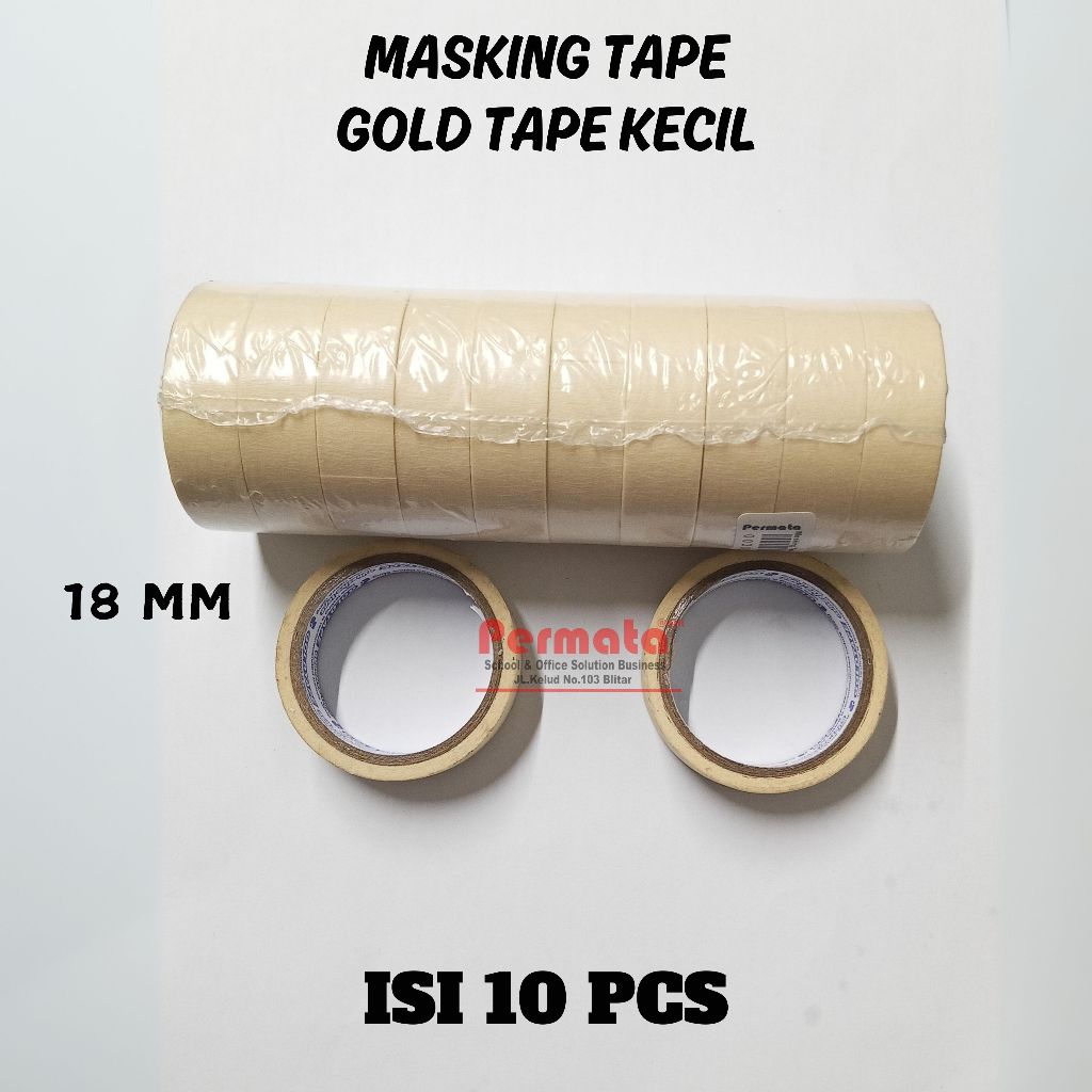 

Satu Slop ( 10 Pcs ) Masking Tape Isolasi Kertas Kecil 3/4 inchi GOLDTAPE
