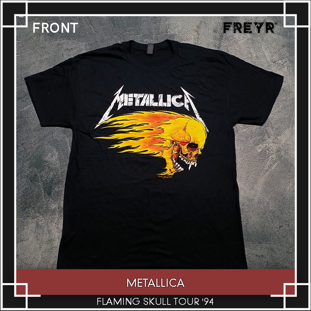 Kaos Band Metallica - Flaming Skull Tour 94 Original