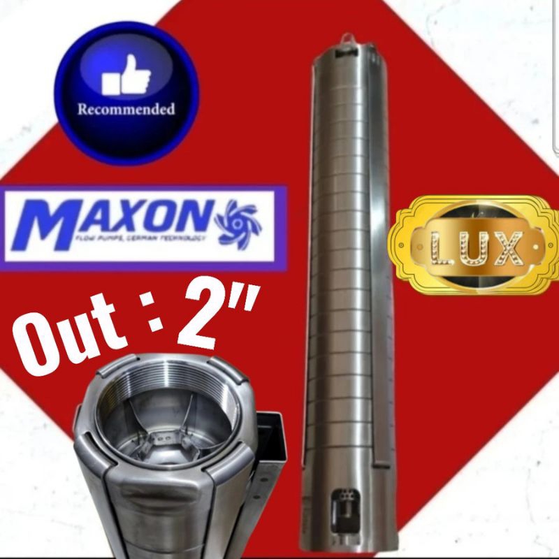 Kipas STAINLESS 4 inch " pompa satelit MAXON 2Hp 220v 380v 3 Phase 4sp 8-10 8Kubik/jam submersible p