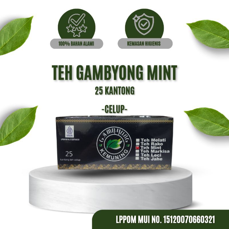 

Teh Celup Mint Gambyong Kemuning Isi 25 pcs Khas Karanganyar Seger Nikmat Simpel Elegan Murah Sehat