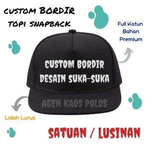 Topi Custom BORDIR Topi Snapback Bordir Nama - Topi Hip Hop Bordir Satuan