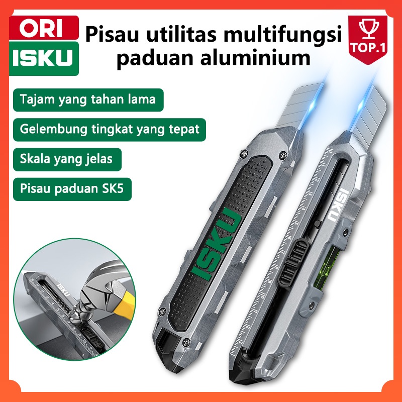 

ISKU Pisau utilitas multifungsi paduan aluminium Pisau cutter Cutter Knife Utility Knife Cutter Pisau Cutter Knife Auto Lock Cutter