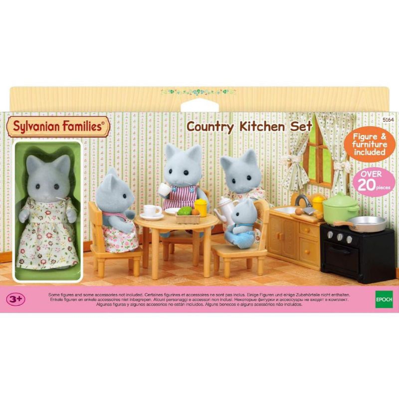 Sylvanian Families Country Kitchen Set with Cat Mother, Multi-Colour, 5164 original