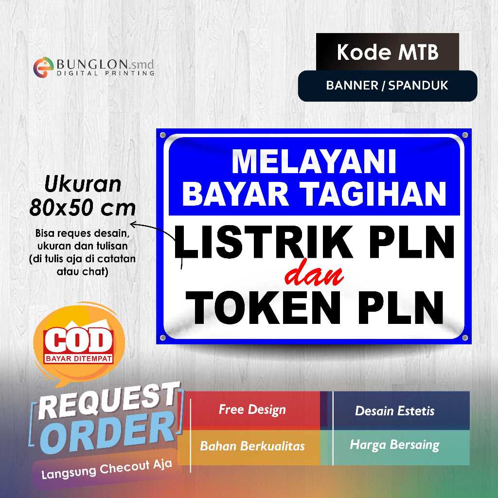 SPNDUK BANNER MELAYANI TAGIHAN LISTRIK PLN DAN TAGIHAN PLN KODE MTB BIRU TUA
