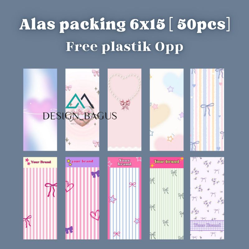 

[isi 50 pcs] Alas packing 6x15/Alas packing custom/Alas packing Aksesoris/Alas packing strap phone/Free plastik opp