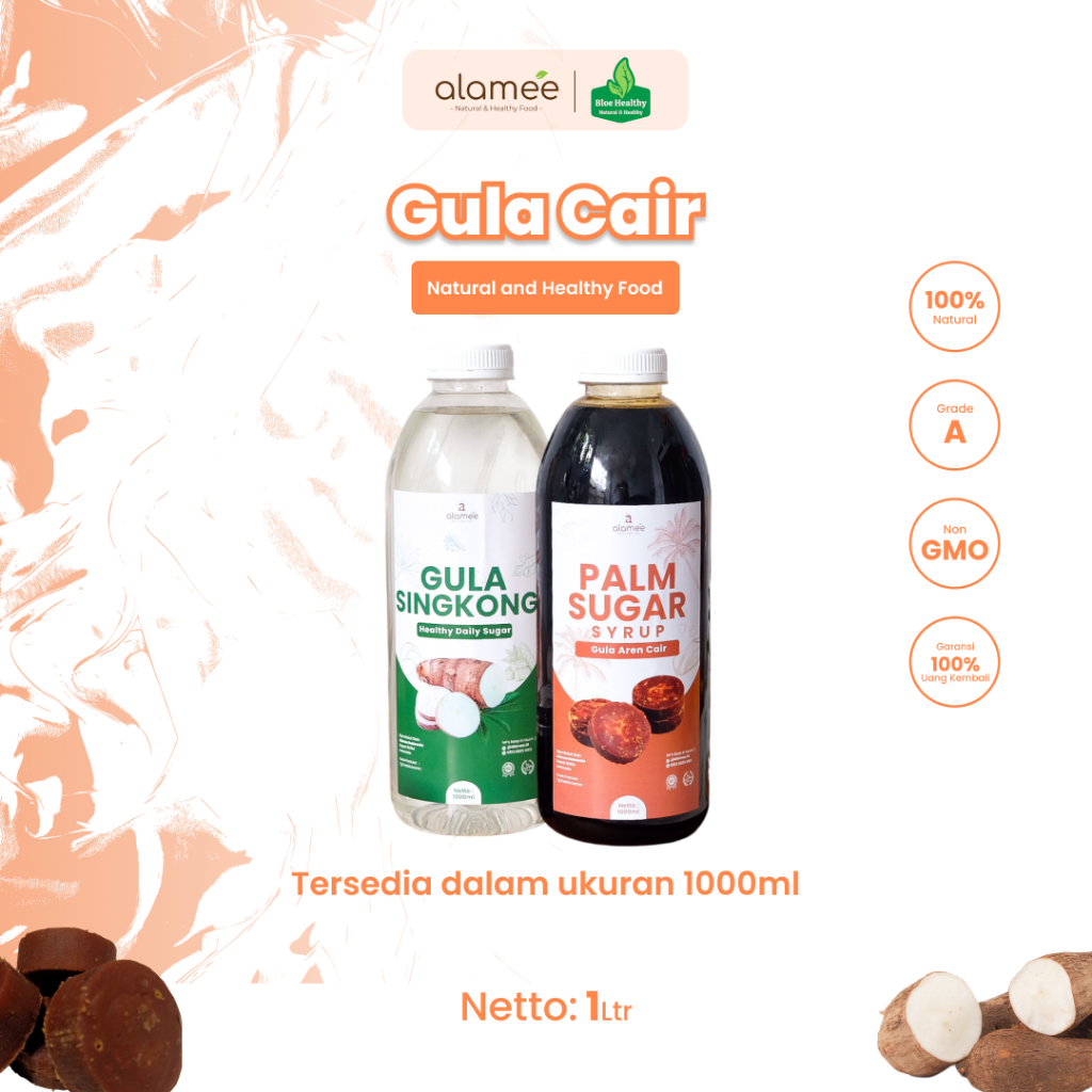 

ALAMEE Gula Singkong Organik Cair Rendah Kalori Pemanis Diet Sweetener Fructose Gluten Free 1 Liter