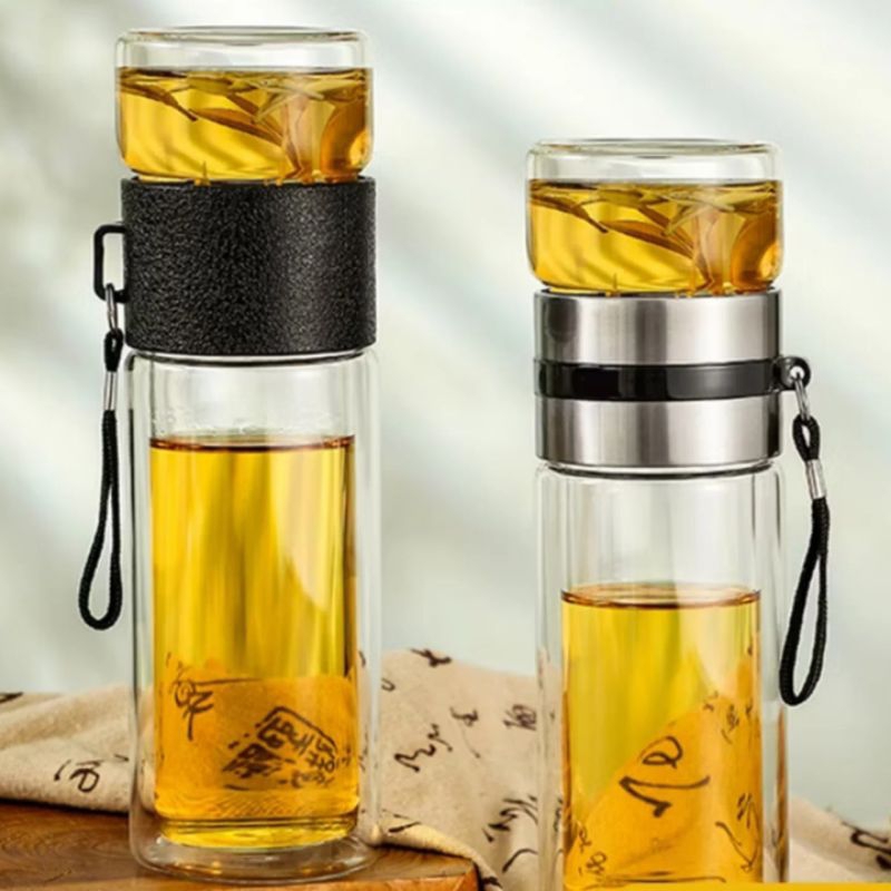 BOTOL KACA PENYARINGAN TEH// BOTOL MINUM KACA// BOTOL INFUSED WATER