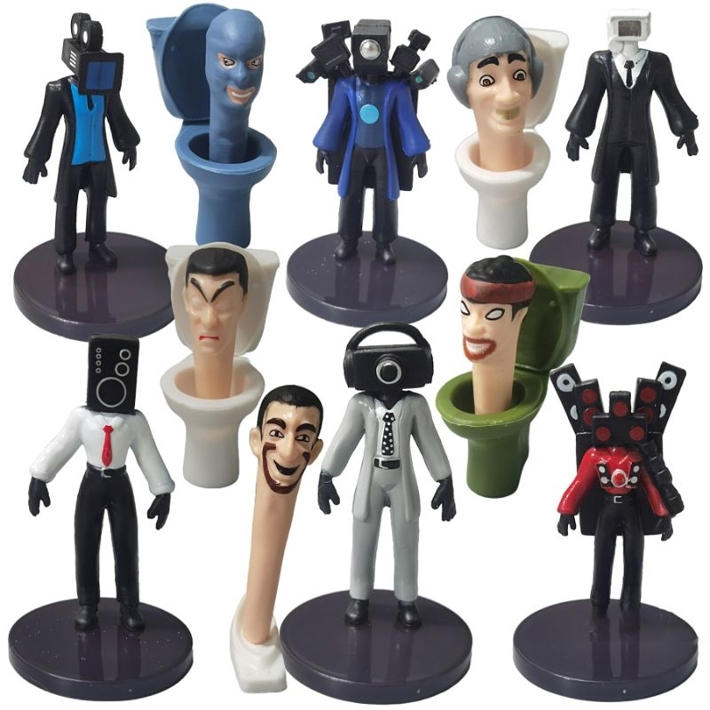 Skibidi Toilet Set 14 Siren Head action figure skibidi topper cake koleksi figure