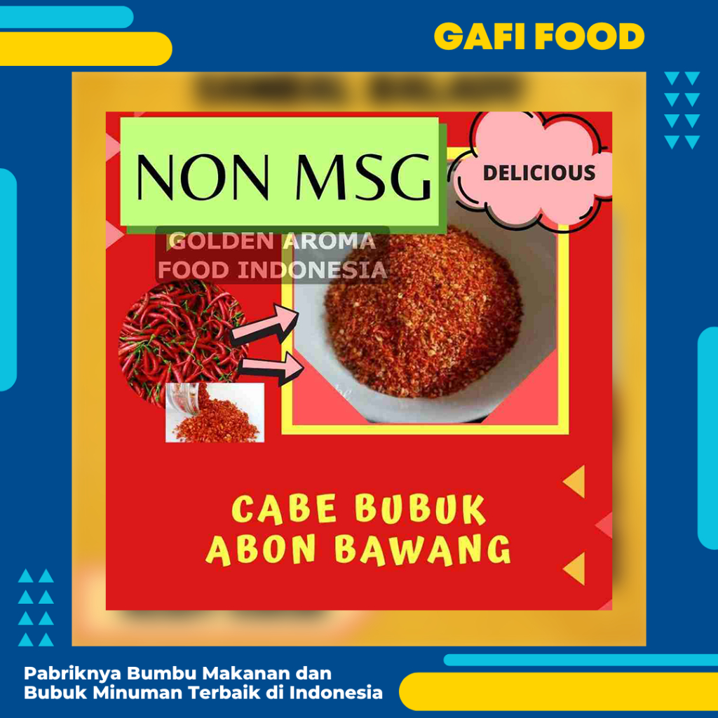 

Cabe Bubuk Abon Bawang / Bon Cabe NON MSG 1 Kg untuk Makaroni Kimchi Keripik Seblak Baso Aci Pedas