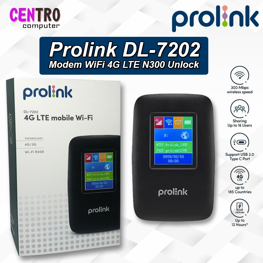 Prolink DL 7202 MIFI Modem WiFi 4G LTE N300 Unlock All Operator Prolink DL-7202 Modem Wifi Portable