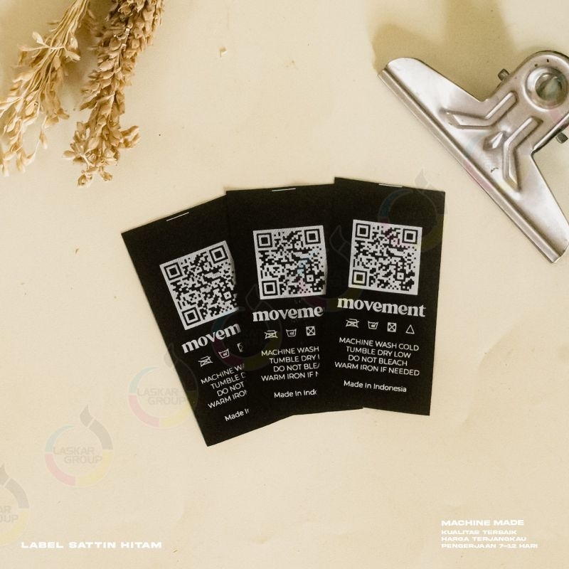 

label satin hitam /label washing/label satin hitam tebal/satin hitam impor