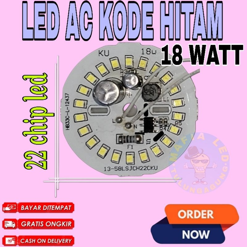 LED AC/AC LED/LED AC HITAM/LED KODE HITAM/LAMPU LED/5/7/9/12/15/18/20/All Watt