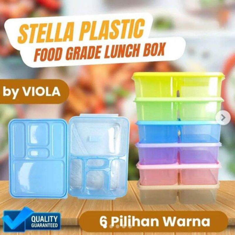 LUNCH BOX STELLA SEKAT 5 VIOLA/TEPAK MAKAN ANAK/TEPAK SEGI SEKAT 5