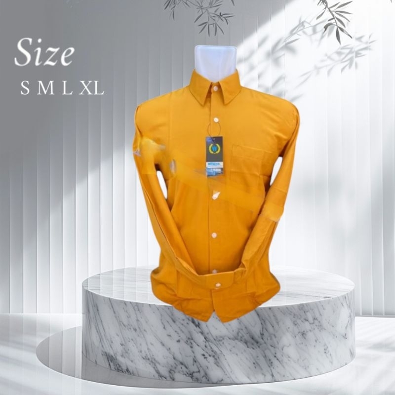 Kemeja Pria Kuning Gold(MUSTARD)✓ Kemeja Polos Pria Lengan Panjang✓Kemeja Pria Polos