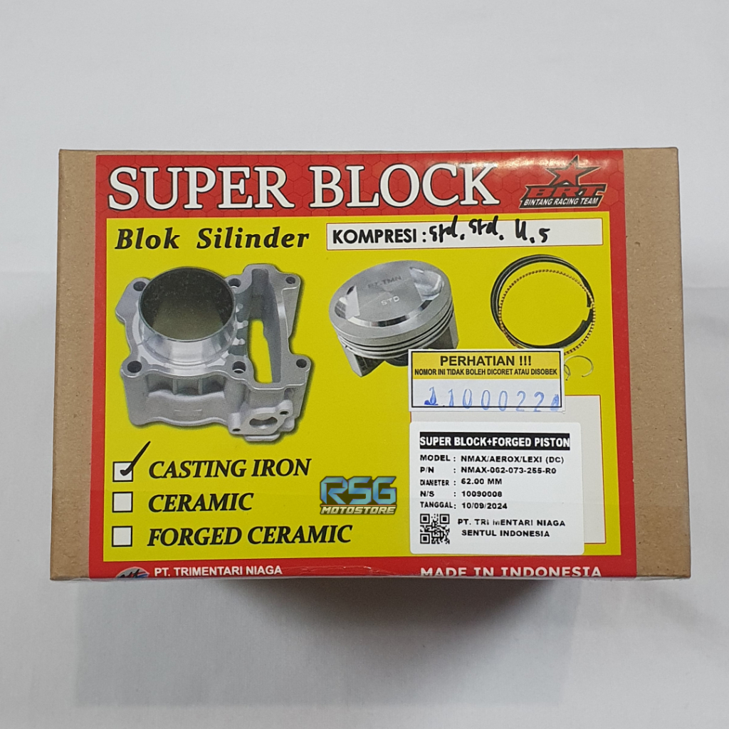 BLOK CAST IRON & FORGED PISTON BRT LEXI 125 AEROX NMAX OLD & NEW 155 VVA 62.00