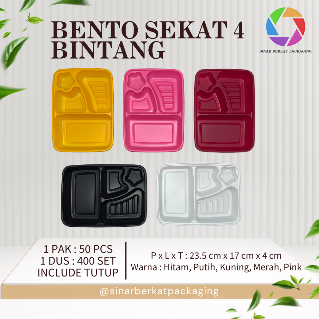 Bento Sekat 4 Bintang / Mika Bento Plastik