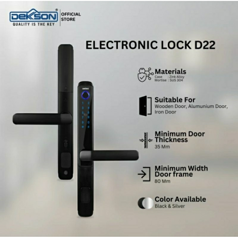 Dekkson Smart Lock Digital Lock Kunci Pintu Handle ELD22 Black