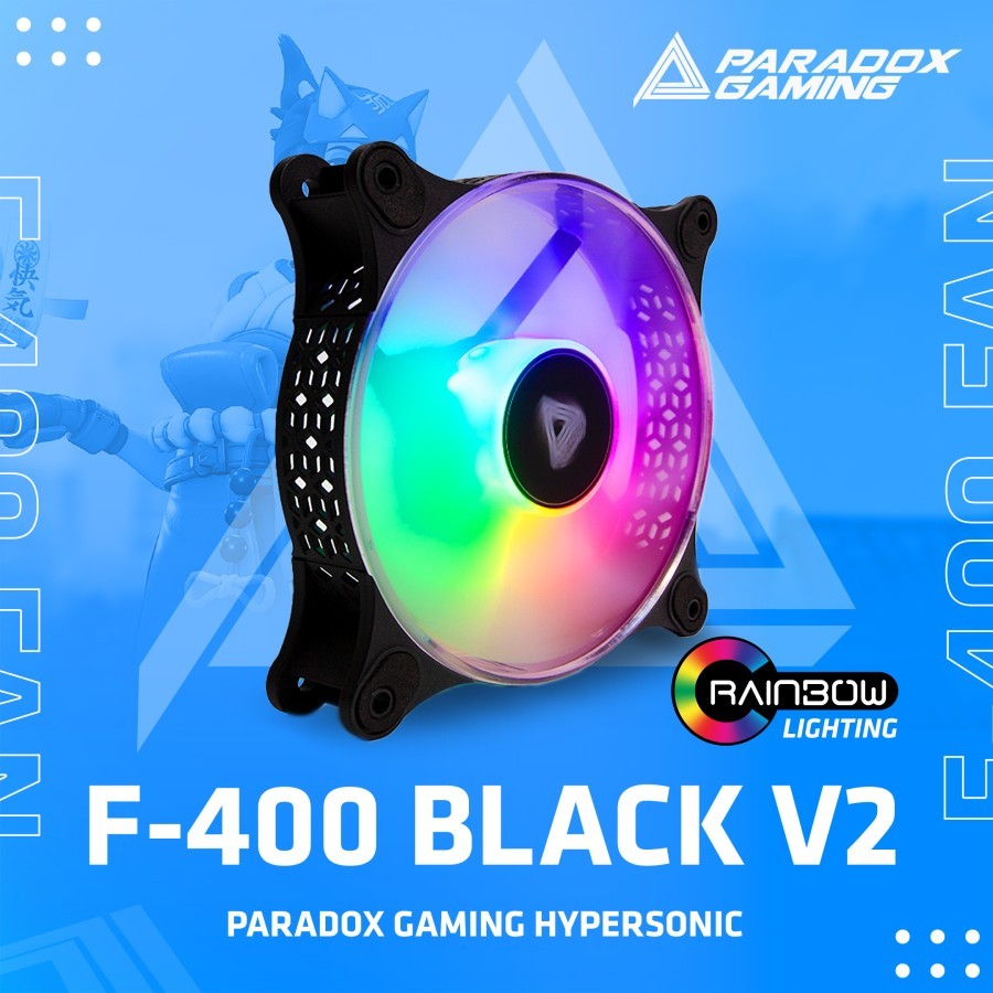 PARADOX GAMING HYPERSONIC FAN 12CM F400 RAINBOW LED - BLACK V2