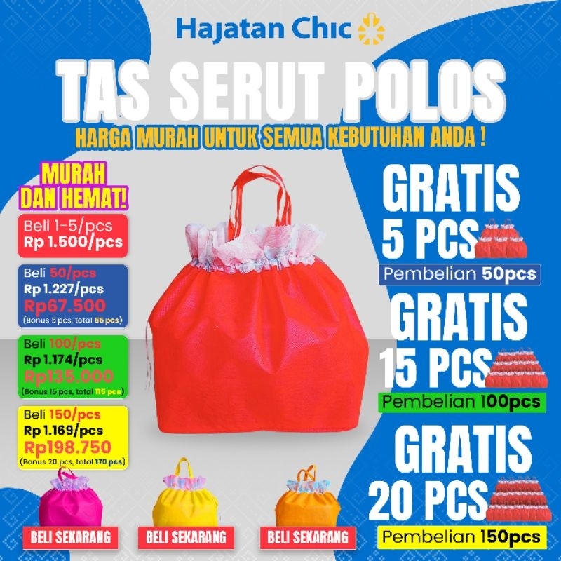 Hajatan Chic - Tas Serut Polos Grosir - Harga Murah Bonus Melimpah untuk Acara dan Kebutuhan Sehari-