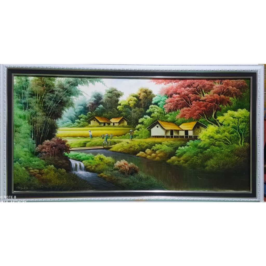 lukisan kanvas pemandangan alam ukuran 120cm x 60cm hanya lukisan nya saja