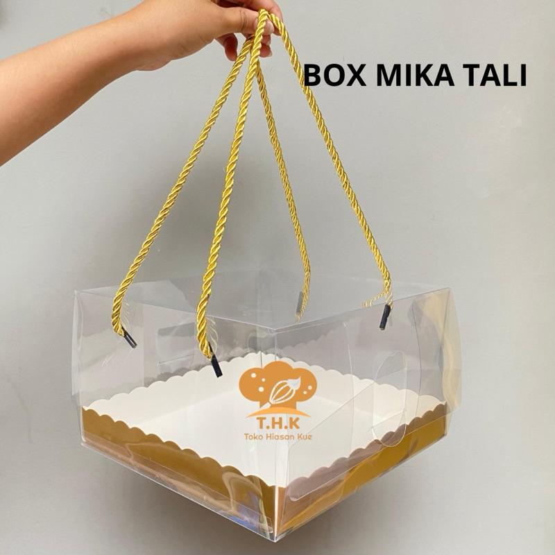 

(1pcs) Box Kue Puding Mika Tali Emas Silver 20x20 | 22x22 | 24x24