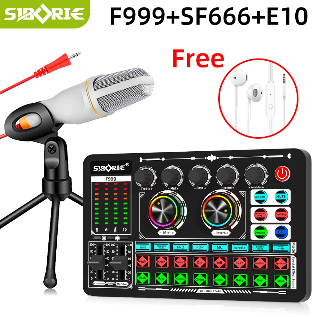 PWRFM SIBORIE F999 SOUNDCARD+SF666 MIC PAKET LENGKAP FULL SET 100% ORIGINAL SIAP COD