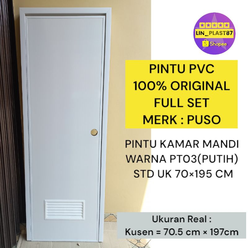 Puso Pintu Kamar Mandi Pvc Kusen70×195cm Polos Tebal