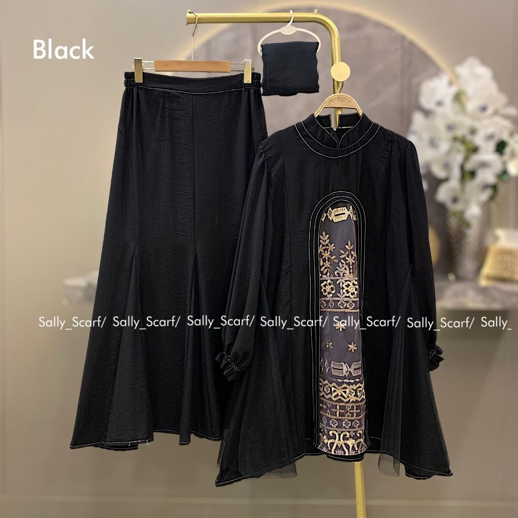 Sally Scarf Set 2 in 1 Daniya Set rok kurung + blouse brukat lace + baju melayu modern ( TANPA HIJAB